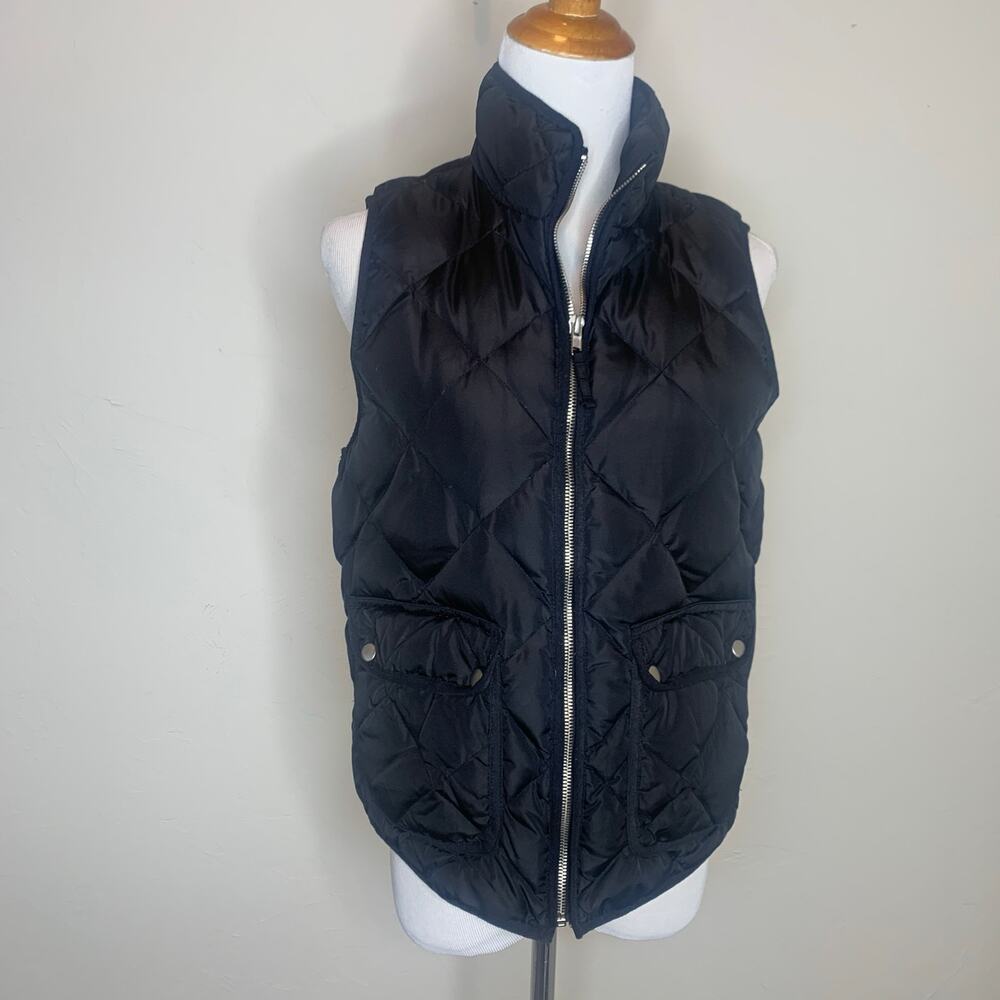 Woolrich Black Quilted Down Puffer Vest Zip Front Sz Small